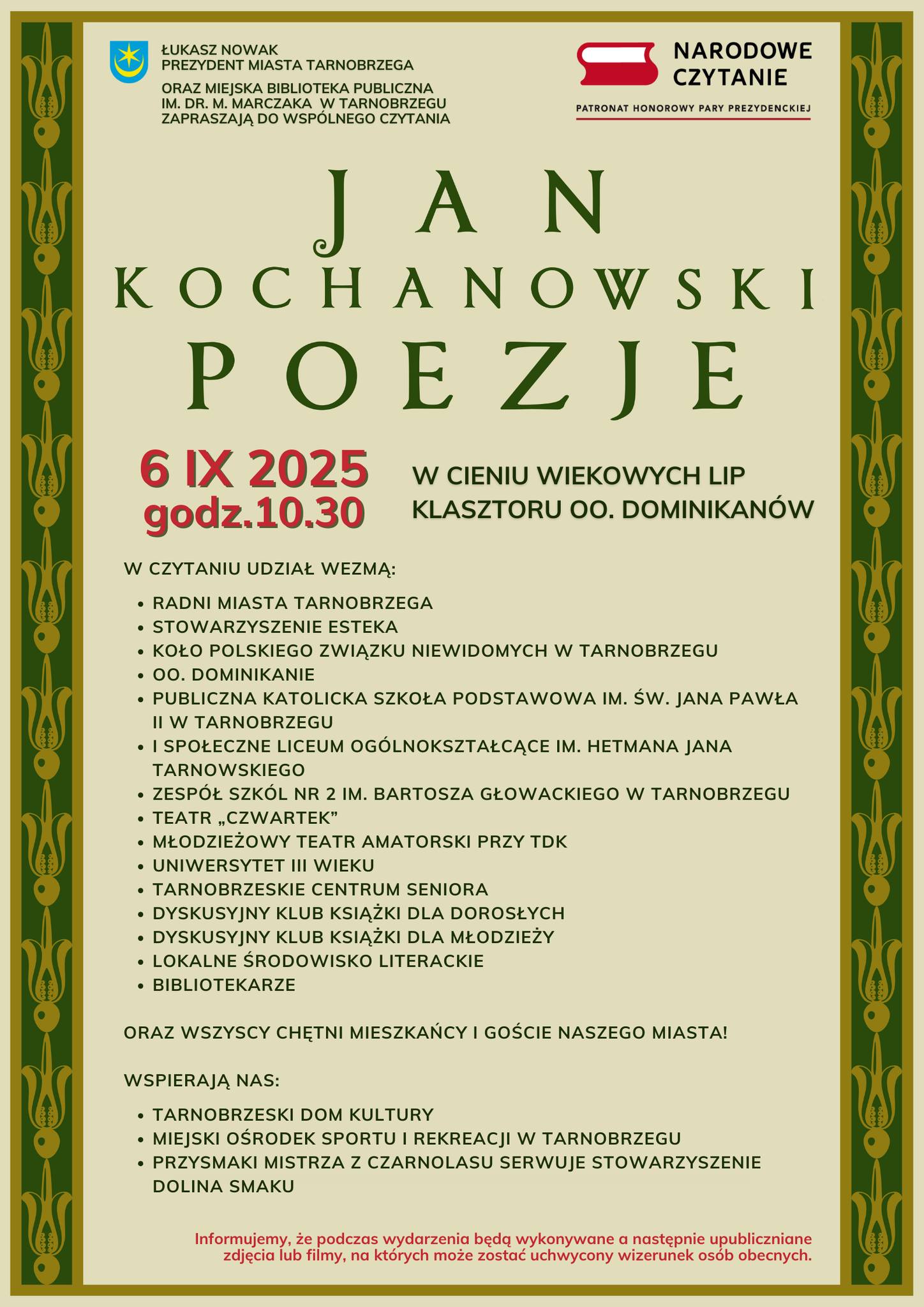 Narodowe Czytanie 2025 w Tarnobrzegu